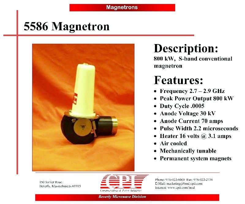 Magnetron JAN-CEP5586, Amperex, 5586, S-Band, 2,7-2,9GHz