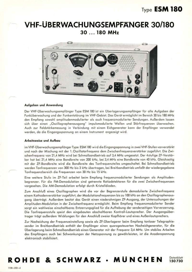 ESM-180 Empfaenger Rohde und Schwarz