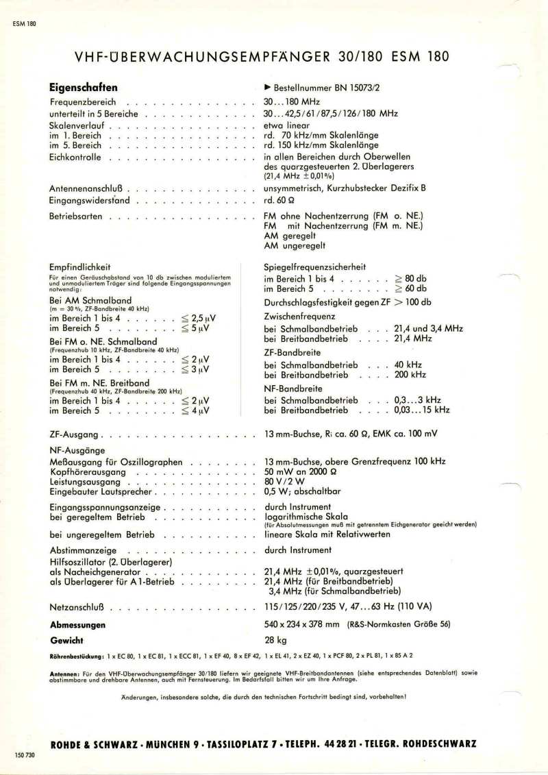 ESM-180 Empfaenger Rohde und Schwarz