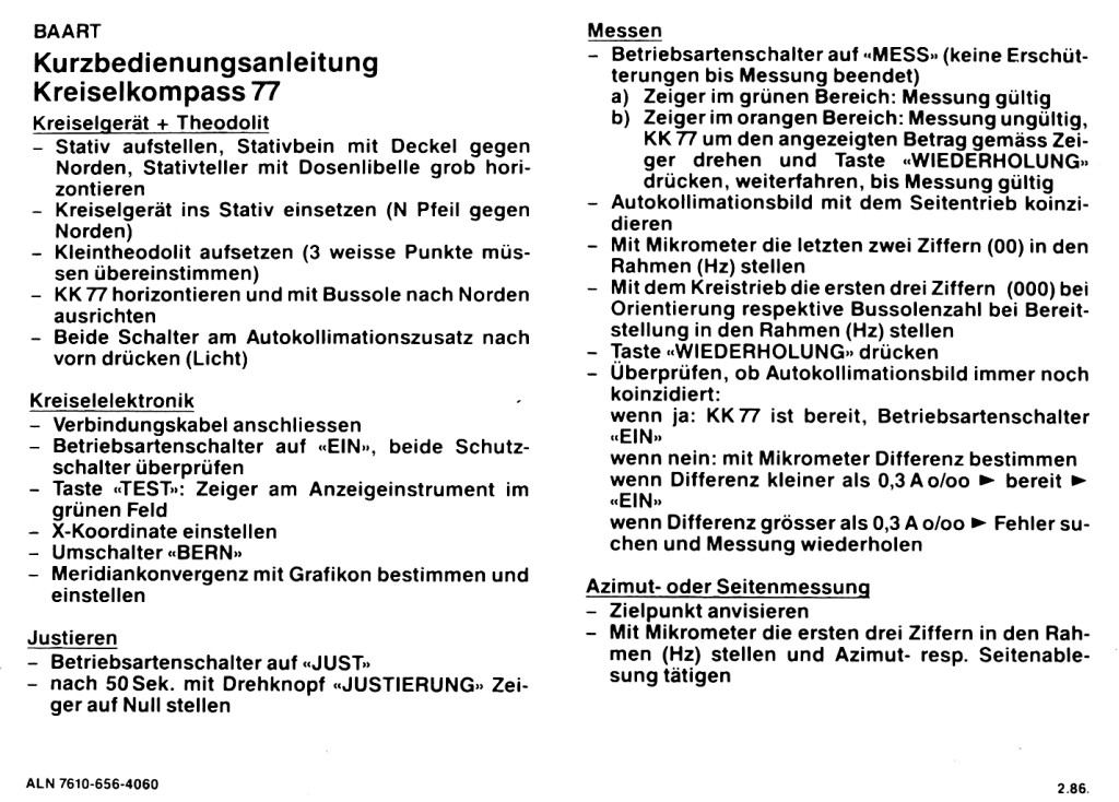 Gyrotheodolite Wild 77, Kreiselkompass 77