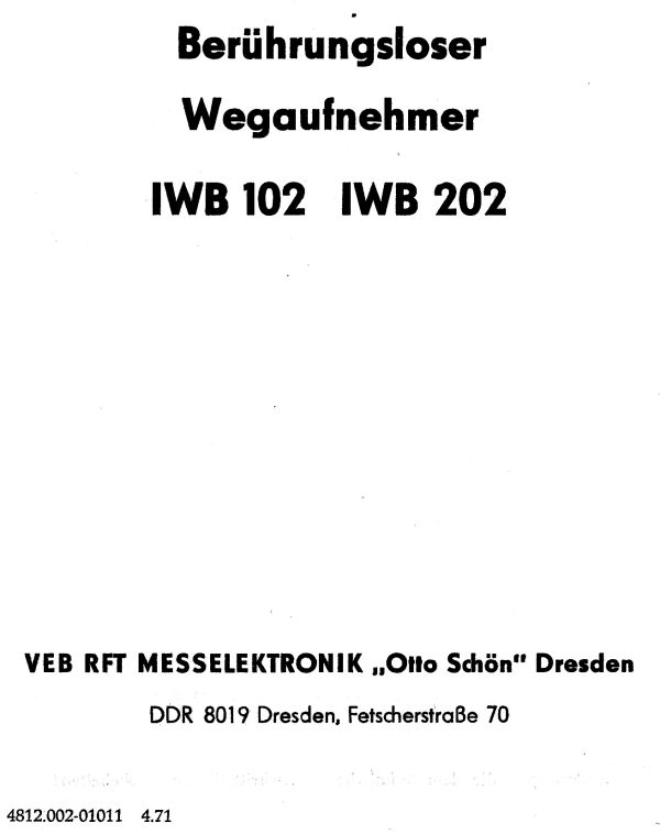 induktiver Berührungsloser Wegaufnehmer RFT, IWB 102, IWB202 