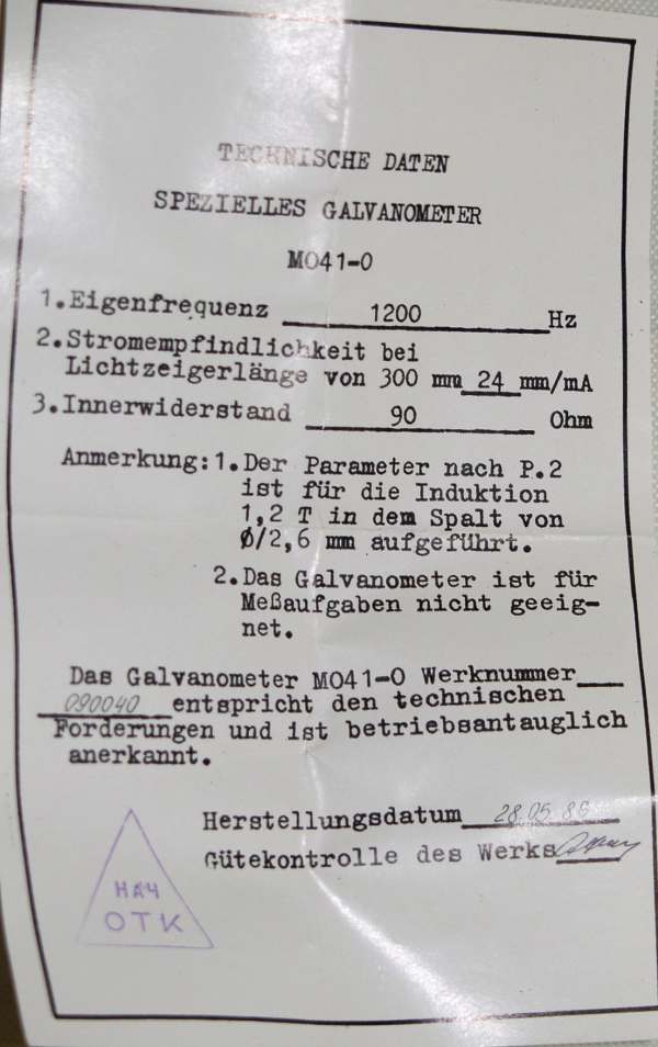 Galvanometer M041-0, MO41-0, М041-0, МО41-0 für Lichtstrahloszillograph H071.5, N071.5, Н071.5