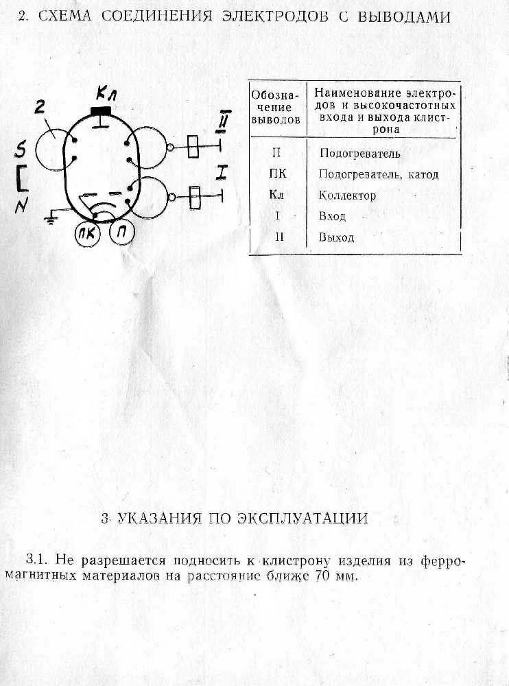Klystron KU-723A, КУ-723A, Datenblatt