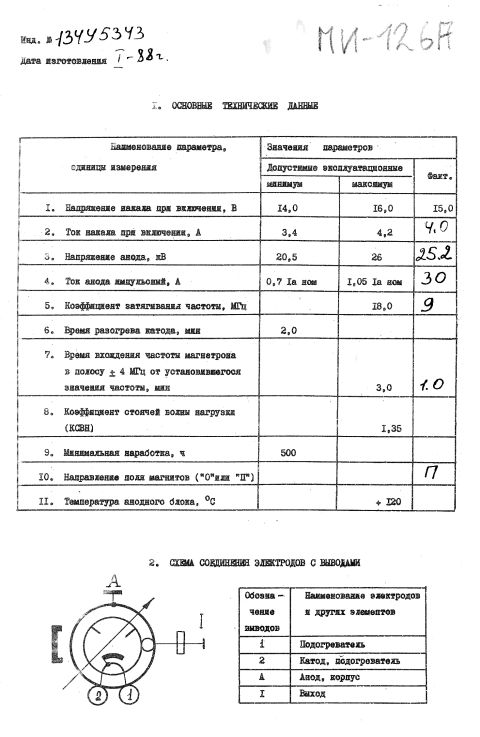 Magnetron, Impulsmagnetron MI-126A, russisch МИ-126А