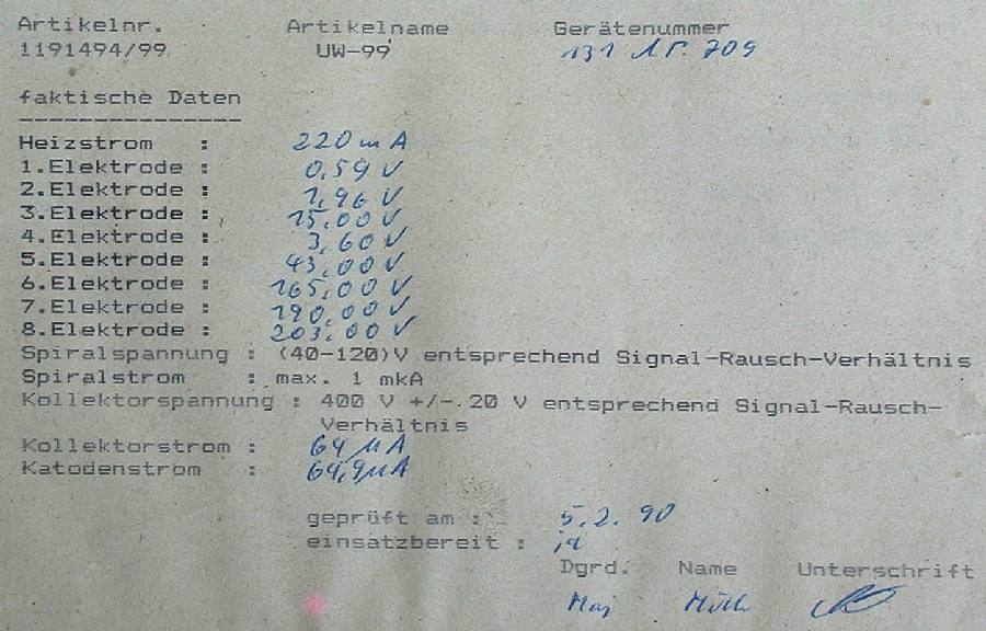 Wanderfeldröhre UV-99, UW-99, УВ-99