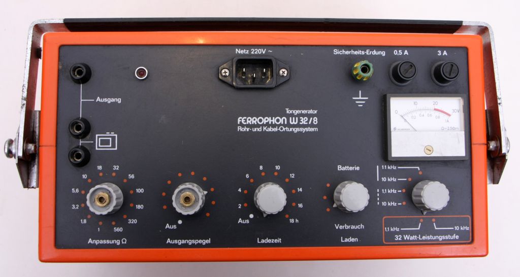 Ortungsgerät Sewerin Ferrophon W4+8/32, Empfänger E6, Anlegezange AZ3 
