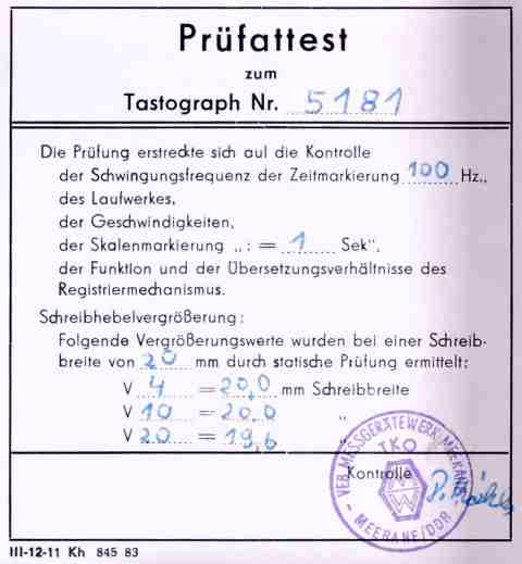 Tastograph  Metallwerker K.G. Meerane ( Sachs.) 