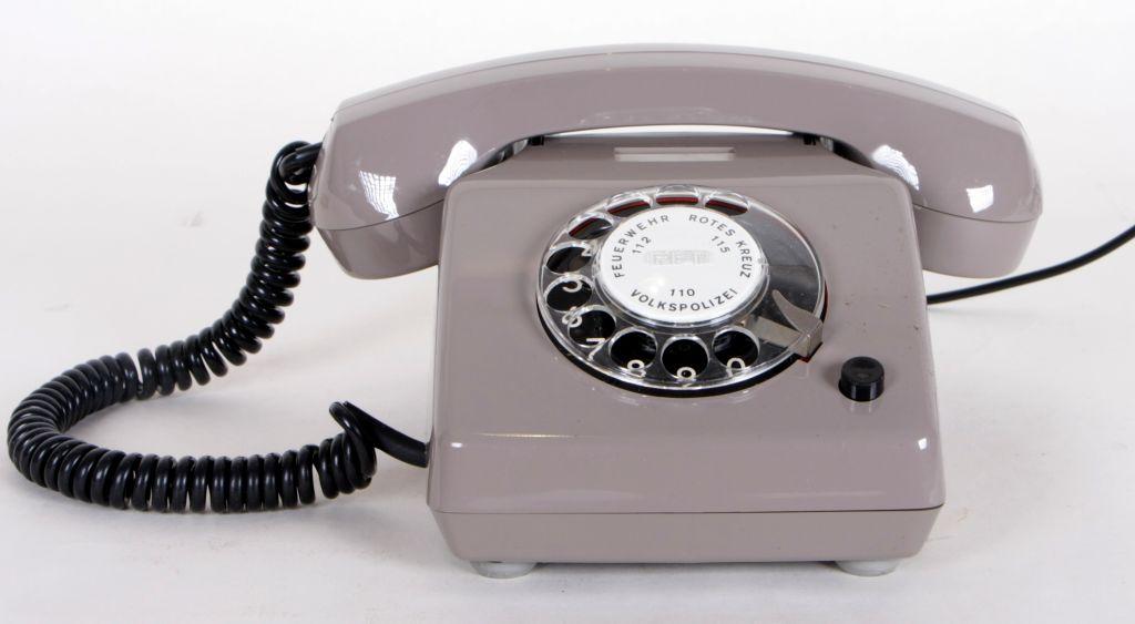 Telefon, Wählscheibentelefon, DDR, Alpha, grau