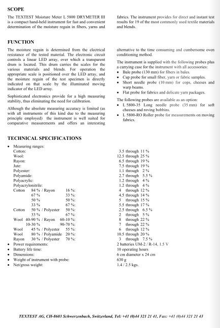 L 5800 DRYMETER III Feuchtigkeitsmessgerät Molsture Meter