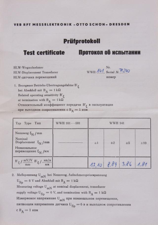 Halbleiterwegaufnehmer WWH141, RFT