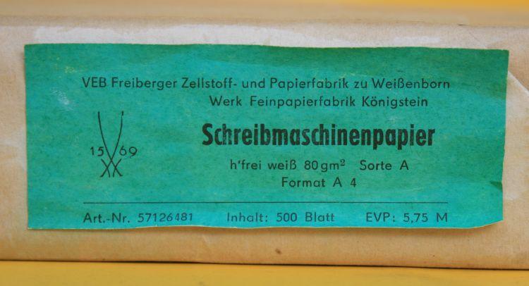 Schreibmaschinenpapier, Papier DDR weiss