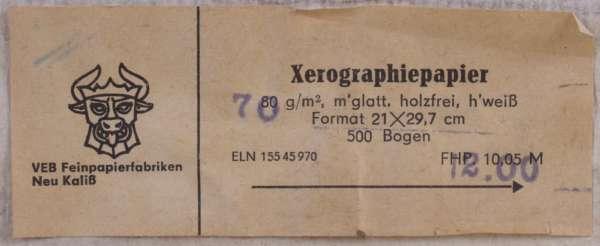 Xerographie-Papier DDR h'weiss