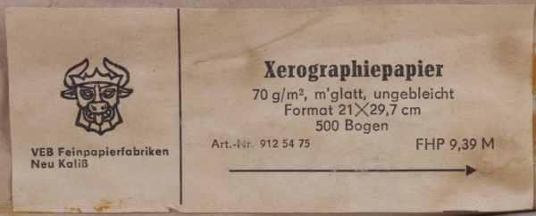 Xerographie-Papier DDR ungebleicht