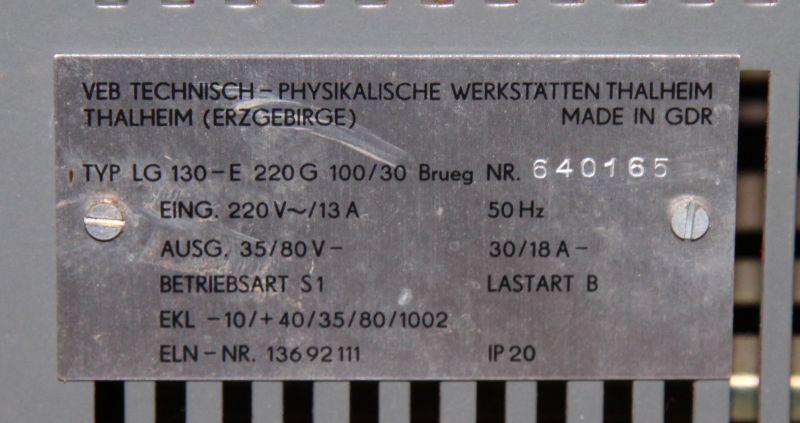 Ladegerät, Ladegleichrichter, Typ LG130-E 220G 100/30  