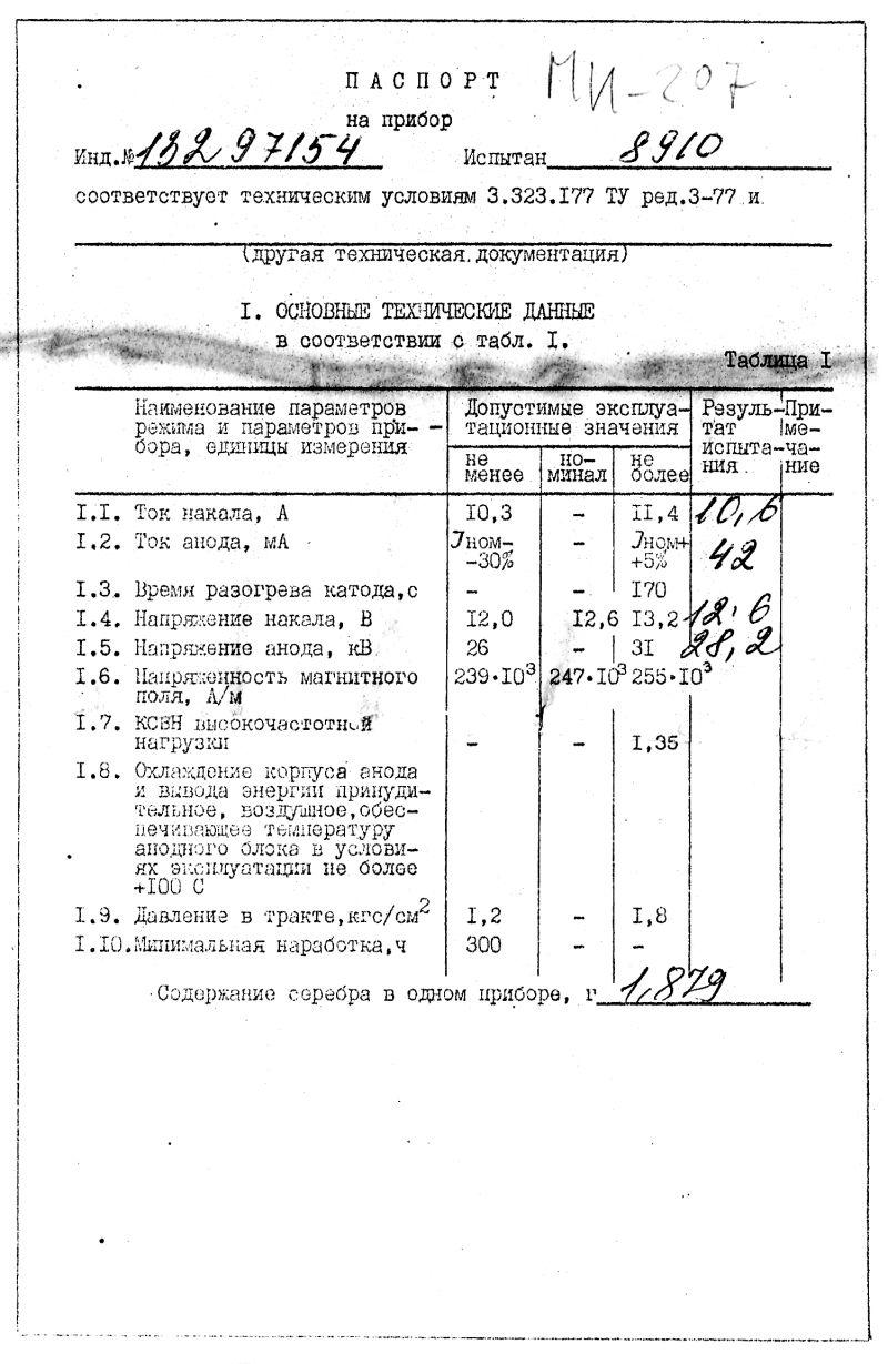 russisches Magnetron MI-207, russisch МИ-207