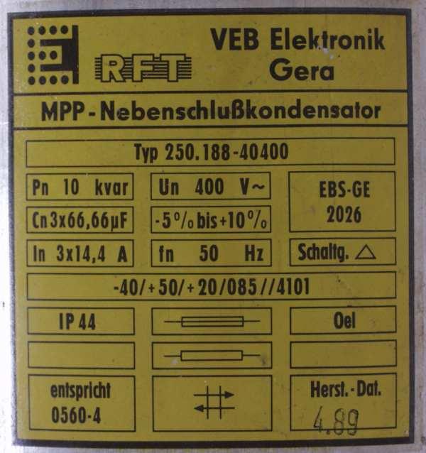  MPP-Nebenschlusskondensator von RFT