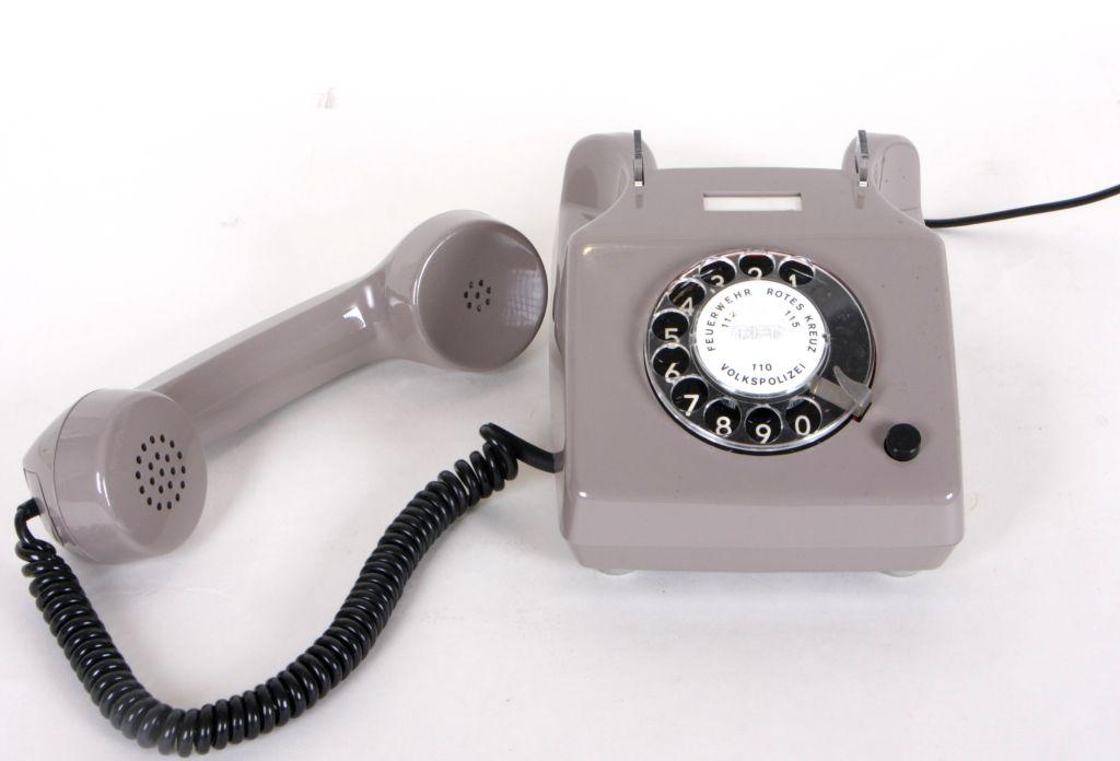 Telefon, Wählscheibentelefon, DDR, Alpha, grau