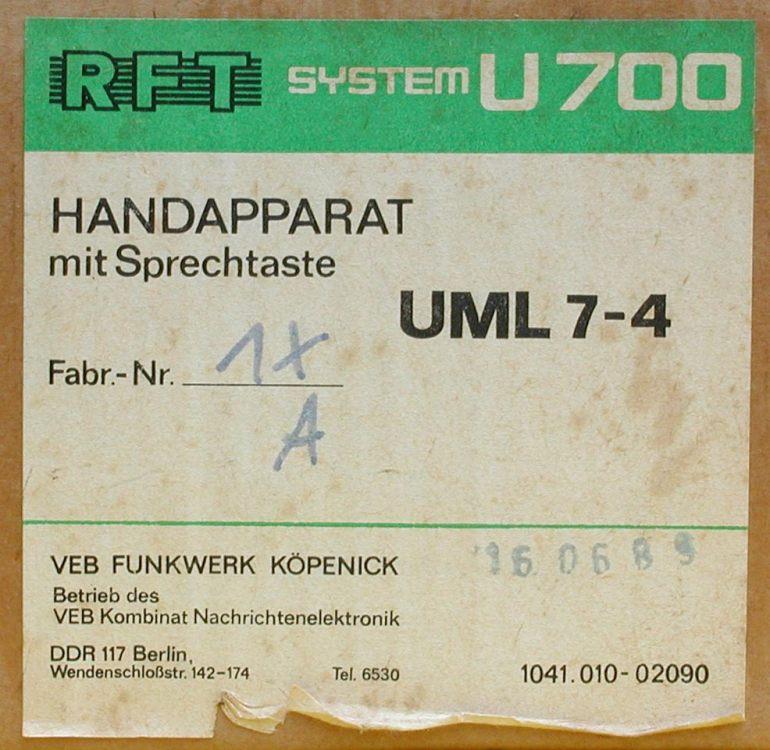 Handapparat UML 7-4 fuer U 700