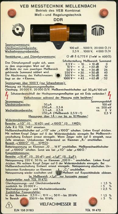 VM3 Vielfachmesser, analoges Multimeter