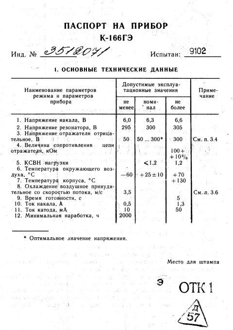 Klystron K-166GE, К-166ГЭ