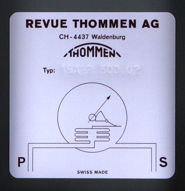 Micromanometer Thommen, Revue Thommen AG, Typ 19A22 500 02