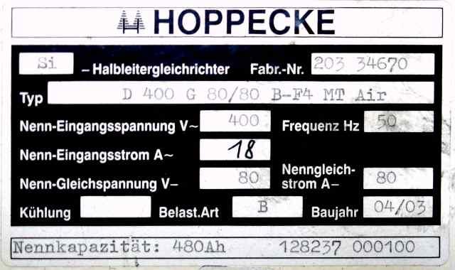 Hoppecke D 400 G 80/80 B-F4 MT Air