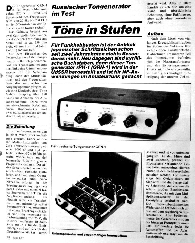 Tongenerator, Signalgenerator GRN-1, Генератор ГРН-1