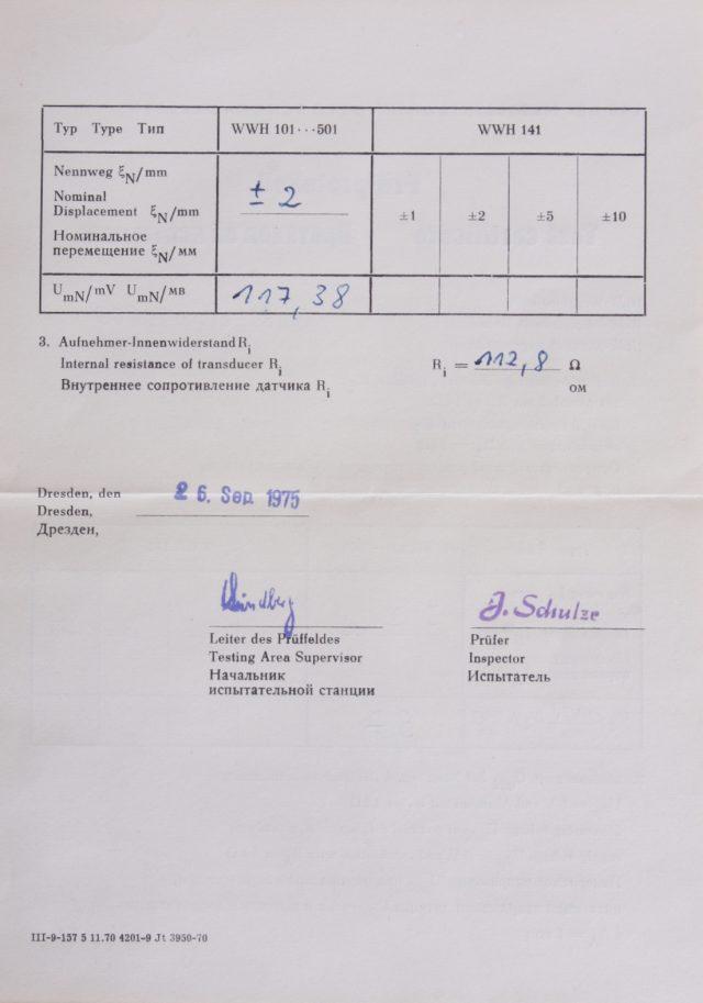 Halbleiterwegaufnehmer WWH201, RFT