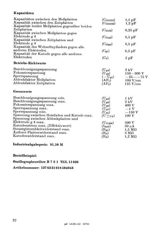 Bildröhre B7S1 Elektronenstrahlröhre RFT