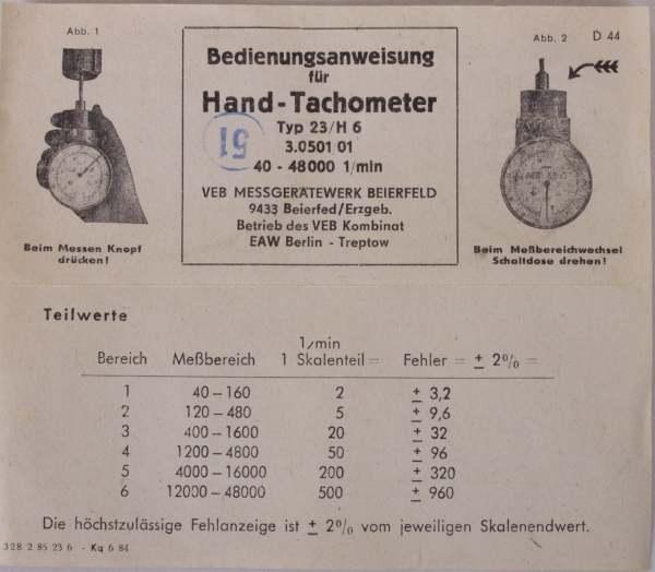 Tachometer, Handtachometer DDR