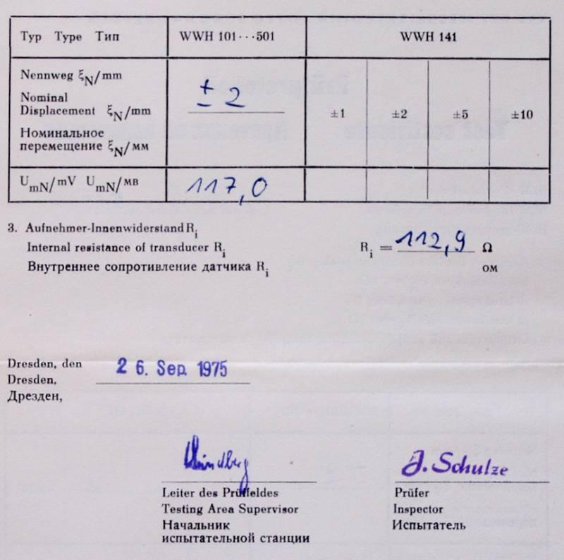 Halbleiterwegaufnehmer WWH201, RFT