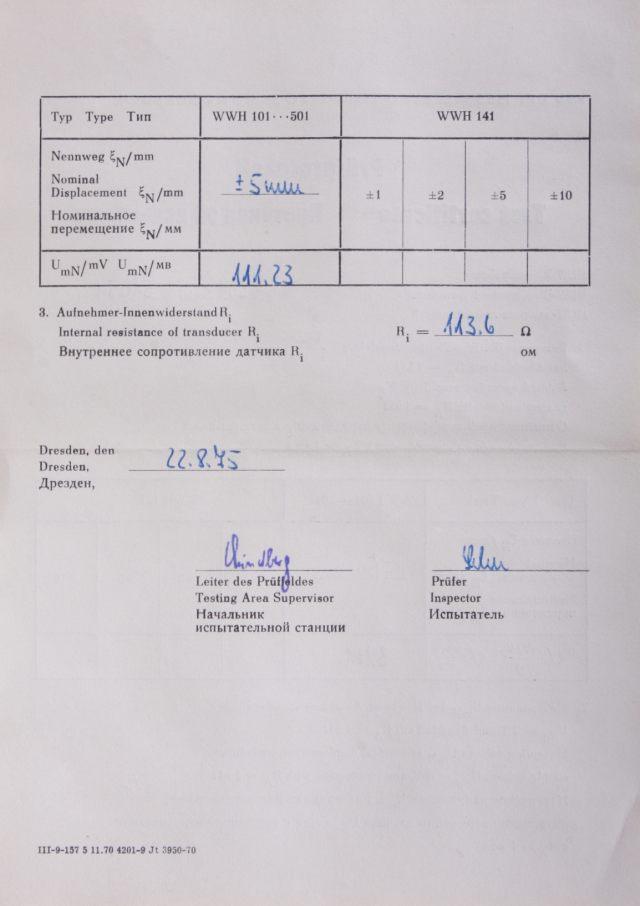 Halbleiterwegaufnehmer WWH301, RFT